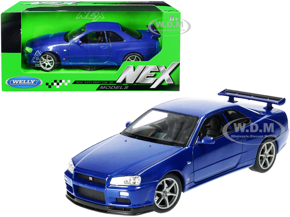 Nissan Skyline GT-R (R34) RHD (Right Hand Drive) Blue Metallic "NEX Models" 1/24 Diecast Model Car by Welly