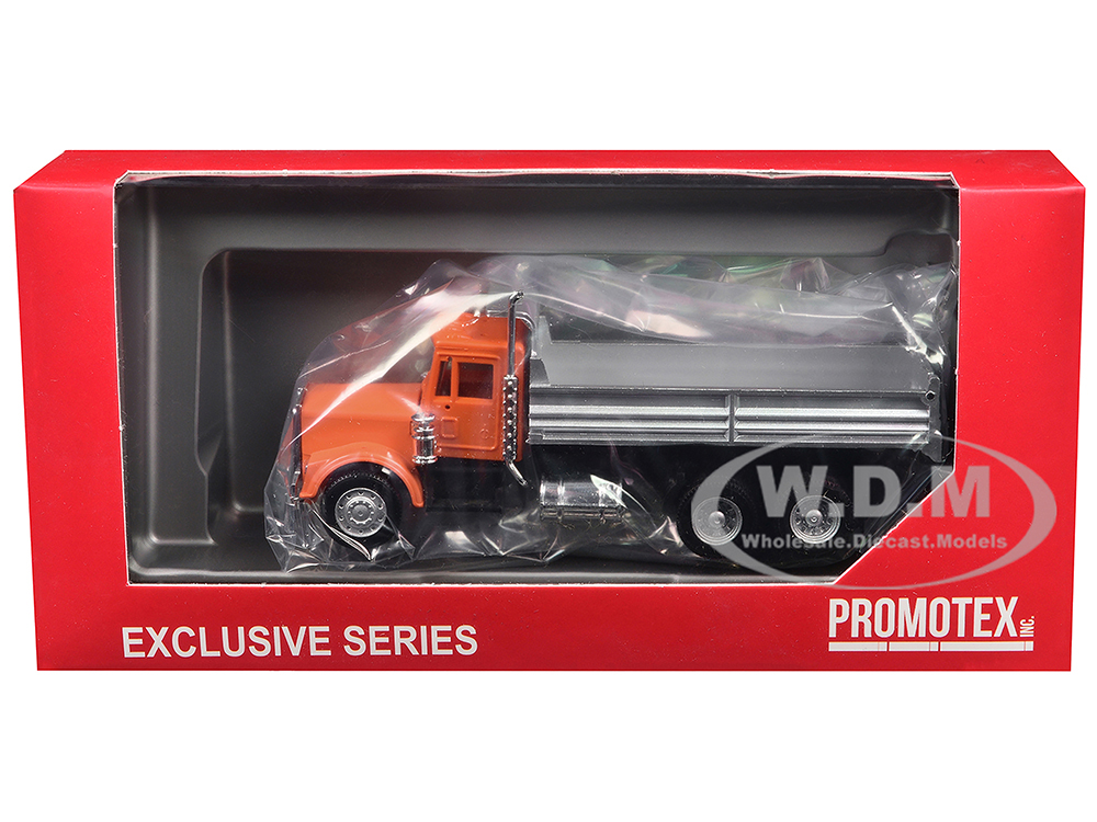 Peterbilt Dump Truck with Orange Cab 1/87 (HO) Plastic Model Car by Promotex