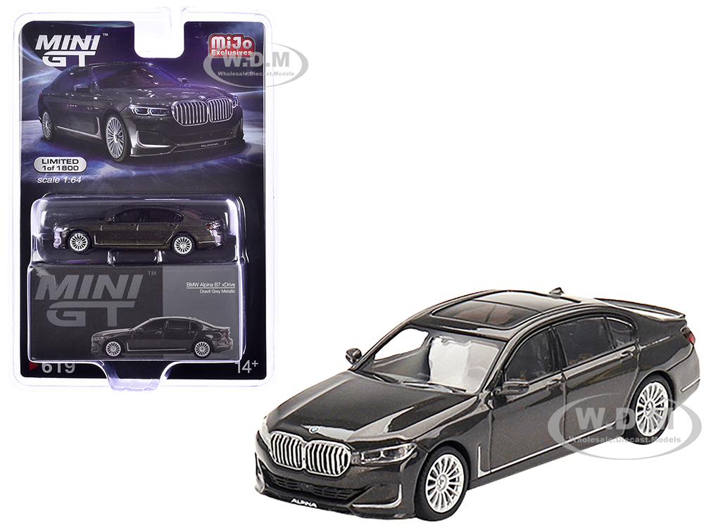 BMW Alpina B7 xDrive Dravit Gray Metallic with Sunroof Limited Edition to 1800 pieces Worldwide 1/64 Diecast Model Car by Mini GT