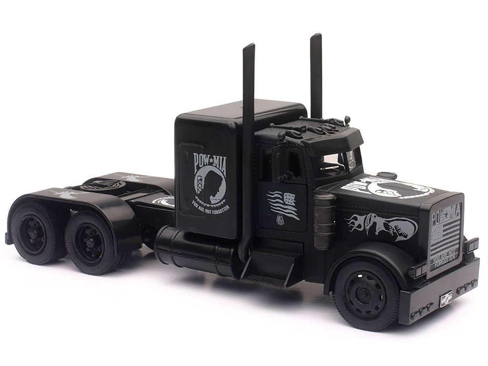 Peterbilt Custom Truck Black Out POW-MIA You Are Not Forgotten 1/32 Diecast Model by New Ray