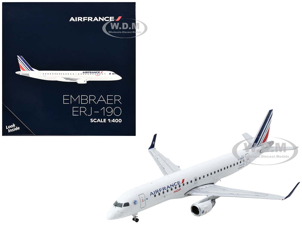 Embraer ERJ-190 Commercial Aircraft Air France Hop (F-HBLR) White with Striped Tail 1/400 Diecast Model Airplane by GeminiJets