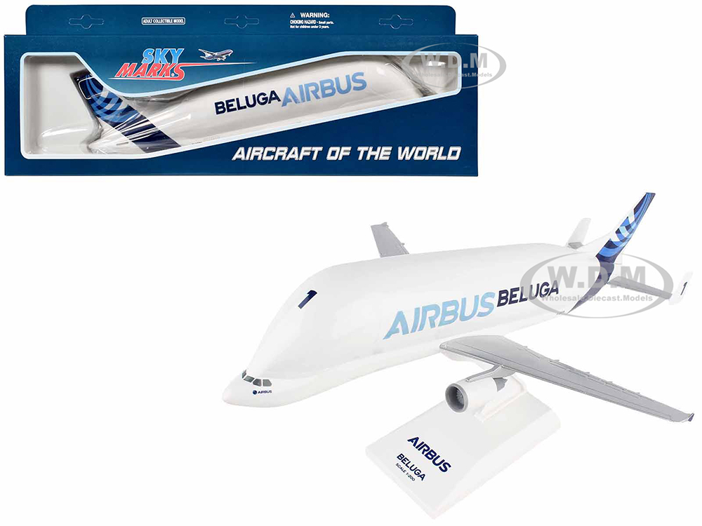 Airbus Beluga 1 Commercial Aircraft Airbus Beluga (F-GSTA) White with Blue Tail (Snap-Fit) 1/200 Plastic Model by Skymarks