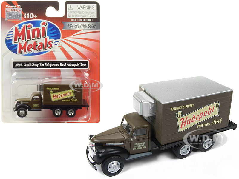1941-1946 Chevrolet Box (reefer) Refrigerated Truck "hudepohl Beer" Brown 1/87 (ho) Scale Model By Classic Metal Works