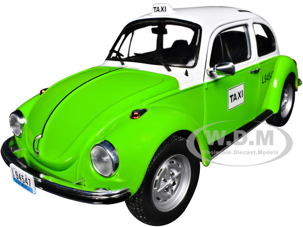 1974 Volkswagen Beetle 1303 Mexican Taxi Green and White 1/18 Diecast Model Car by Solido