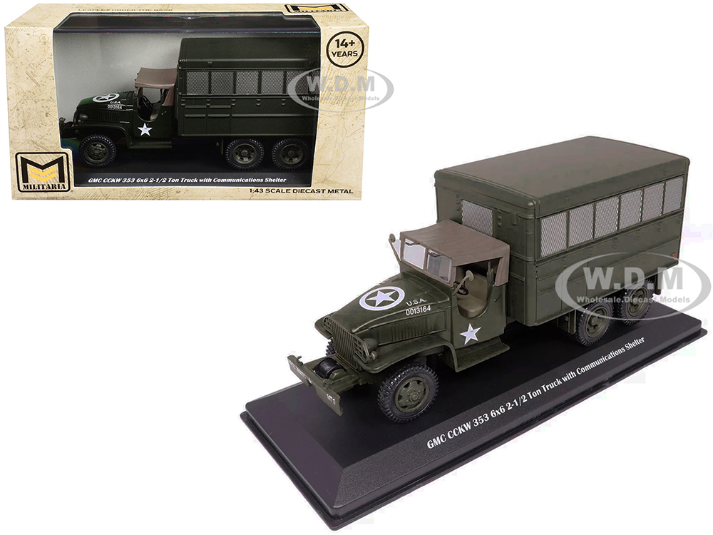 GMC CCKW 353 6x6 2-1/2 Ton Truck with Communications Shelter Olive Drab "United States Army" 1/43 Diecast Model by Militaria Die Cast