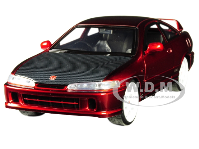 1995 Honda Integra Type-r "japan Spec" Rhd (right Hand Drive) Candy Red With Carbon Hood And White Wheels "jdm Tuners" 1/24 Diecast Model Car By Jada