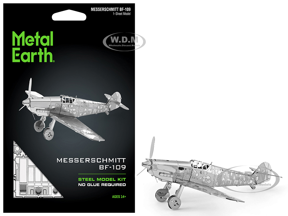 Model Kit Messerschmitt BF-109 Fighter Aircraft German Luftwaffe (Moderate Difficulty) Steel Model By Metal Earth