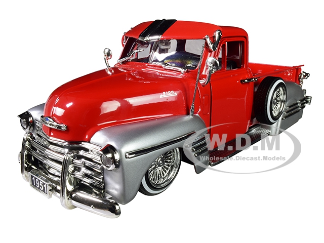 1951 Chevrolet Lowrider Pickup Truck Red And Silver "just Trucks" 1/24 Diecast Model Car By Jada