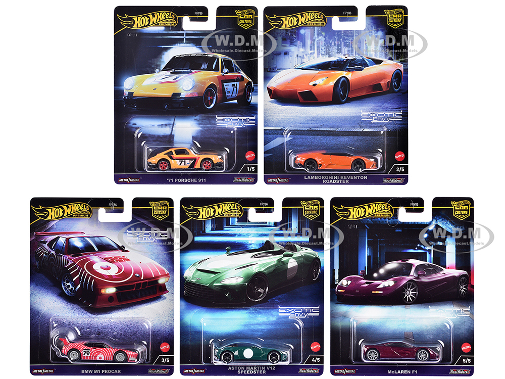 "Exotic Envy" 5 piece Set "Car Culture" 2024 Series G Diecast Model Cars by Hot Wheels