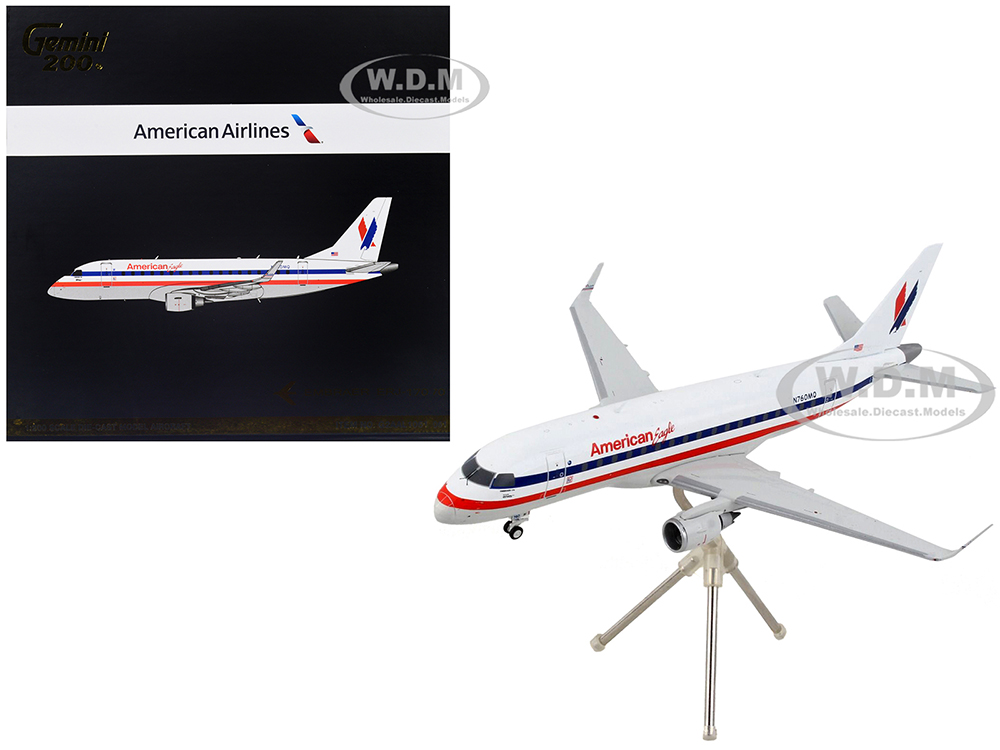 Embraer ERJ-170 Commercial Aircraft "American Airlines - American Eagle" White with Blue and Red Stripes "Gemini 200" Series 1/200 Diecast Model Airp