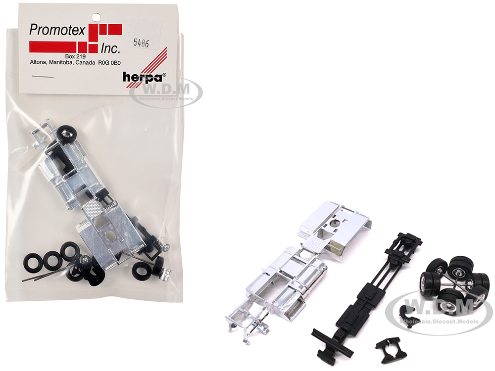 Chrome Chassis Kit for Kenworth or Peterbilt Cab 1/87 (HO) Plastic Model by Promotex