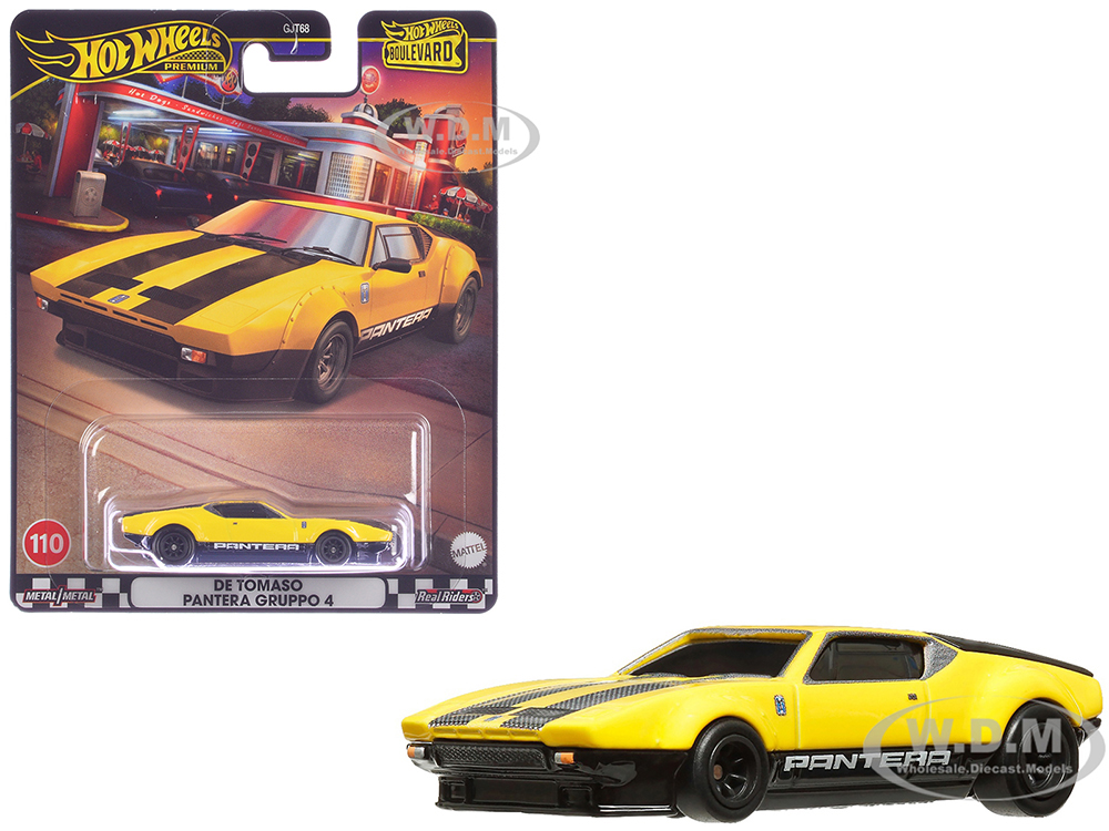 De Tomaso Pantera Gruppo 4 Yellow with Black Stripes "Boulevard" Series Diecast Model Car by Hot Wheels