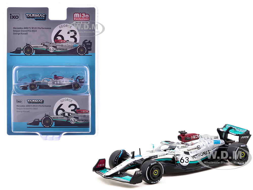 Mercedes-AMG F1 W13 E Performance #63 George Russell Formula One F1 Belgian GP (2022) Global64 Series 1/64 Diecast Model Car by Tarmac Works