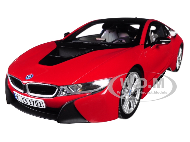 Bmw I8 Protonic Red With Black Top 1/18 Diecast Model Car By Paragon