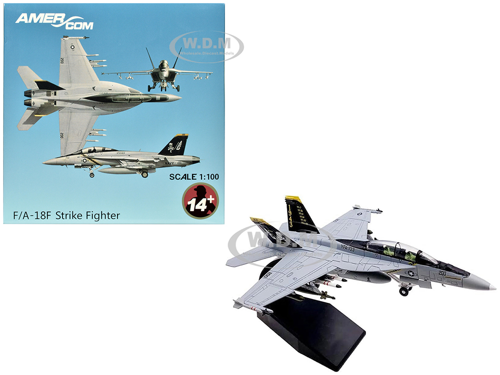 Boeing F/A-18F Super Hornet Fighter Aircraft VFA-103 Jolly Rogers 75th Anniversary (2018) United States Navy 1/100 Diecast Model Airplane