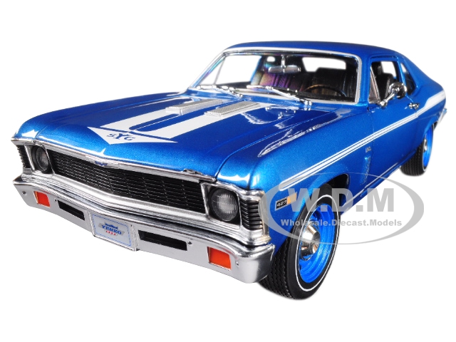1969 Chevrolet Yenko Nova Blue With White Stripes Limited Edition To 1002 Pieces Worldwide 1/18 Diecast Model Car By Autoworld