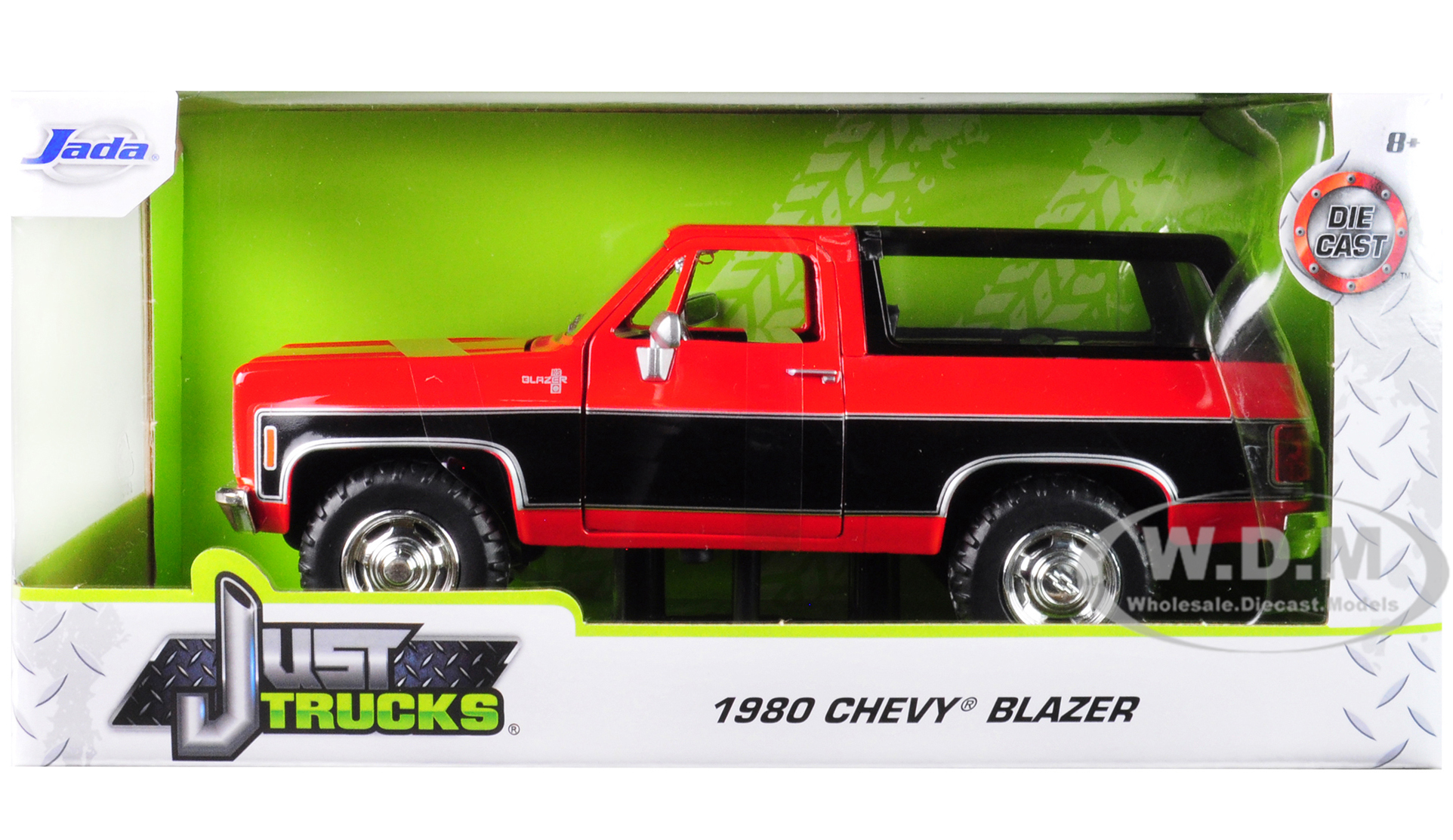 1980 Chevrolet Blazer K5 Red and Black Just Trucks 1/24 Diecast Model Car by Jada