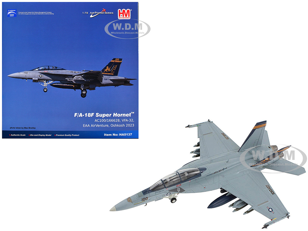 McDonnell Douglas F/A-18F Super Hornet Aircraft VFA-32 Fighting Swordsmen EAA AirVenture Oshkosh (2023) United States Navy Air Power Series 1/72 Diecast Model by Hobby Master