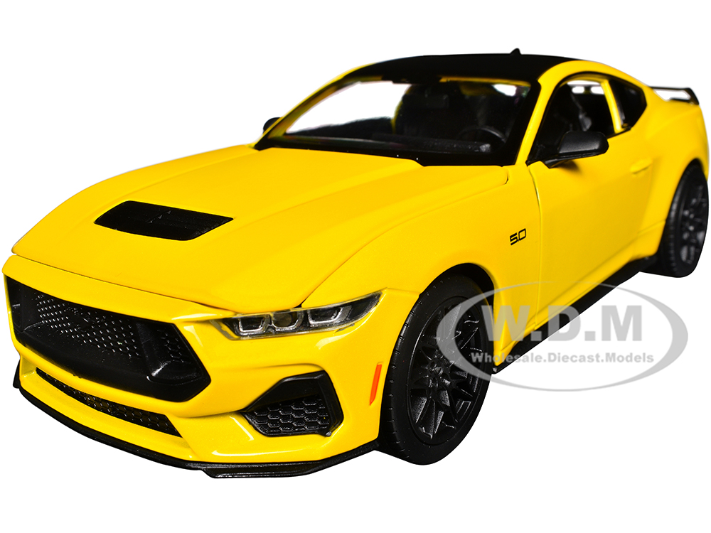 2024 Ford Mustang GT 5.0 Yellow with Black Top "NEX Models" Series 1/25 Diecast Model Car by Welly