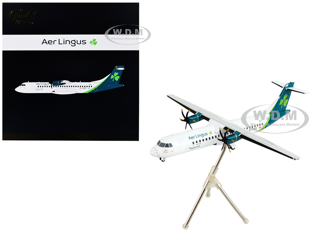 ATR 72-600 Commercial Aircraft Aer Lingus White with Teal Tail Gemini 200 Series 1/200 Diecast Model Airplane by GeminiJets