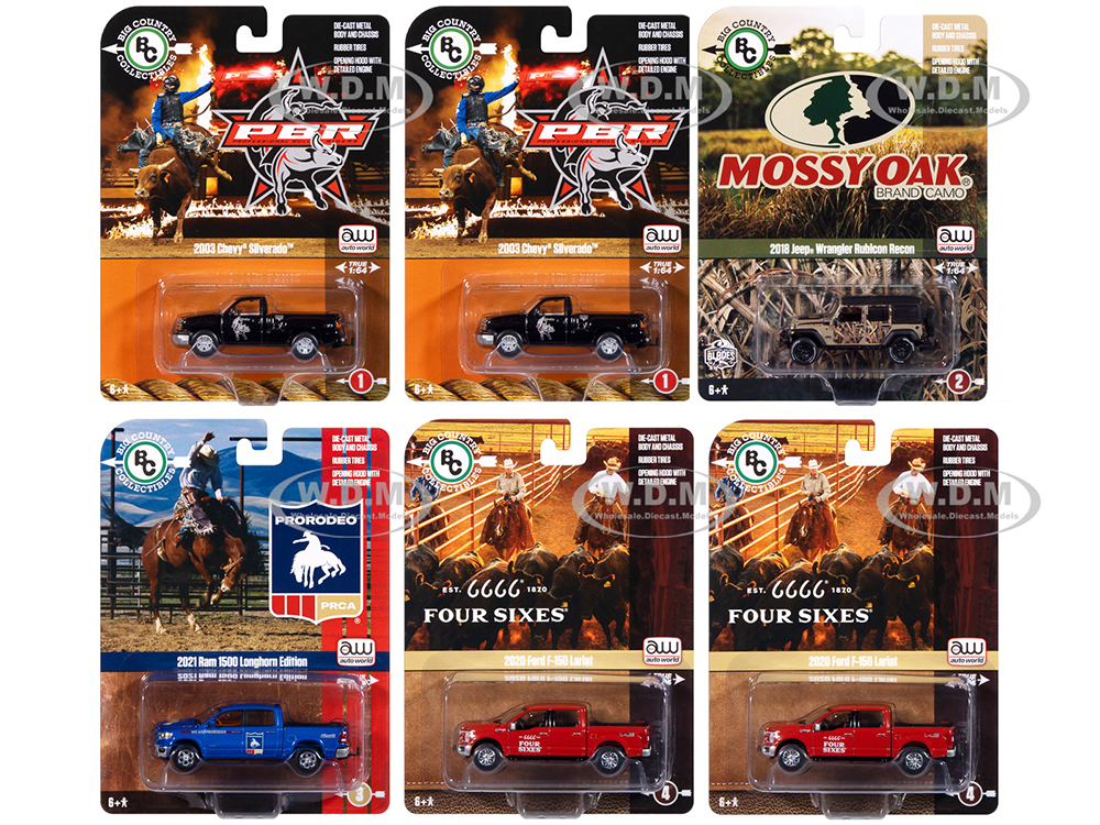 Big Country Collectibles 2024 Release 1 Set of 6 pieces 1/64 Diecast Model Cars by Auto World