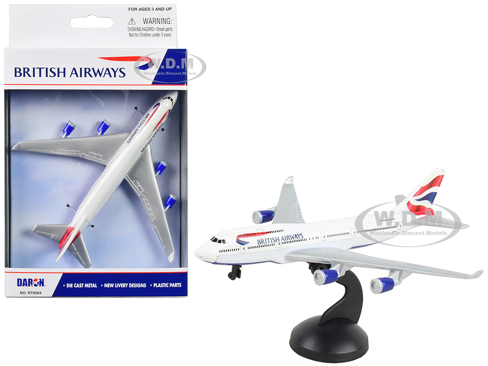 747 Commercial Aircraft British Airways (G-XLEA) White with Blue and Red Diecast Model Airplane by Daron