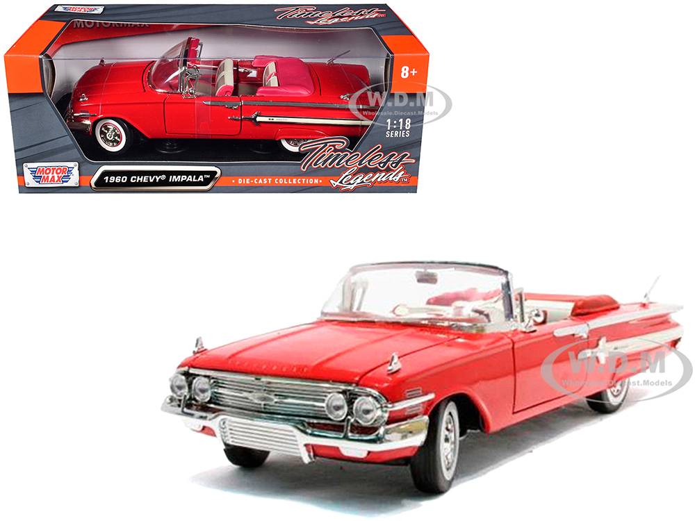 1960 Chevrolet Impala Convertible Red 1/18 Diecast Model Car by Motormax