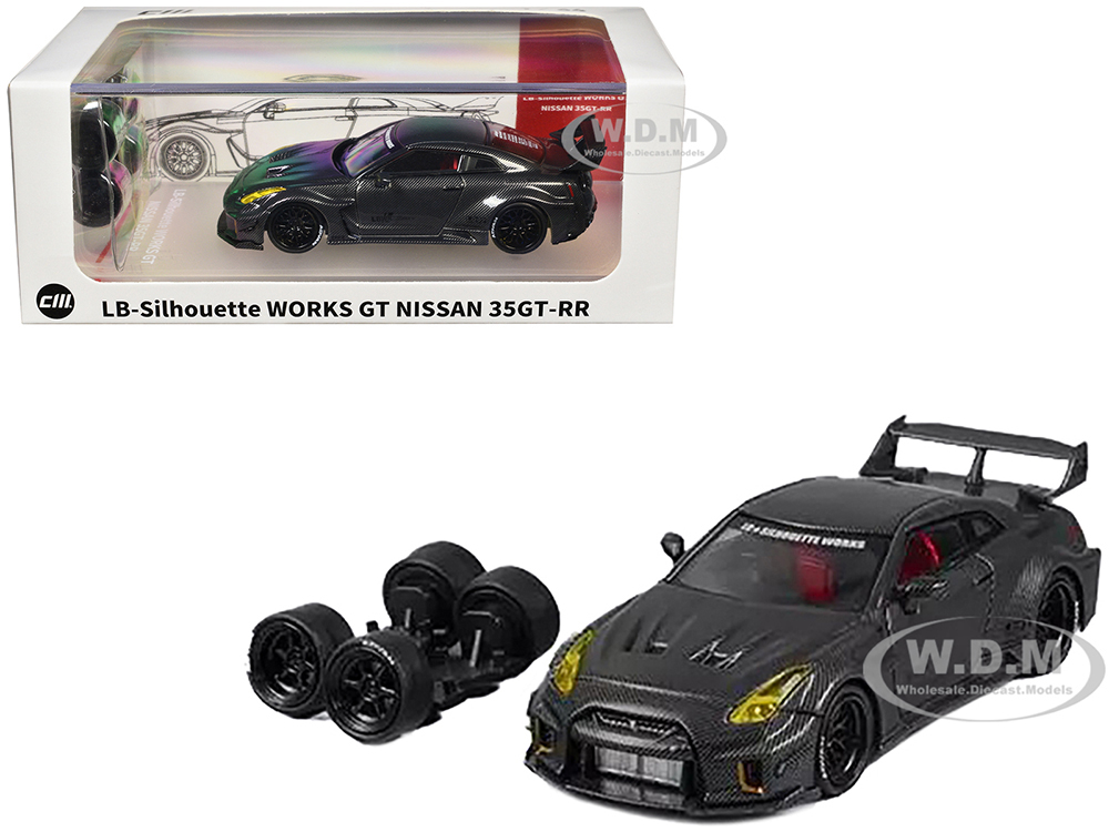 Nissan 35GT-RR LB-Silhouette Works GT RHD (Right Hand Drive) Full Carbon with Extra Wheels 1/64 Diecast Model Car by CM Models