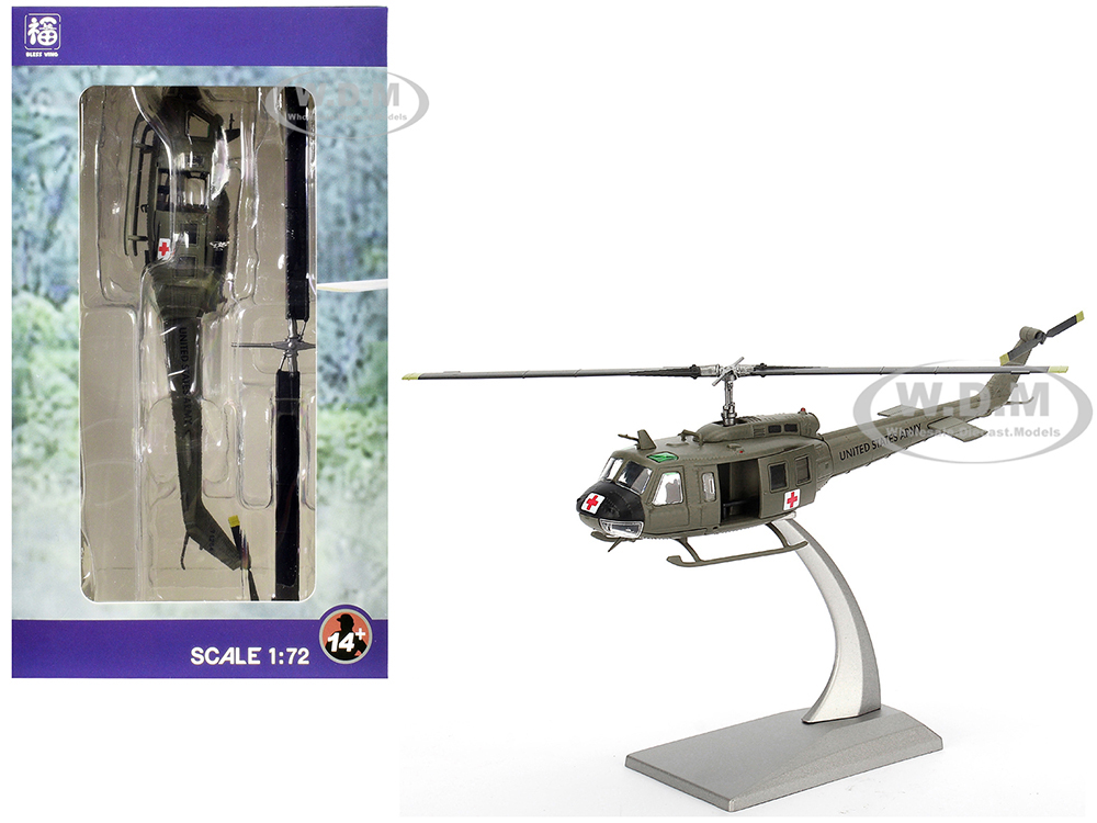 Bell UH-1H Iroquois "Huey" Helicopter "57th Medical Detachment Dustoff Vietnam" (1967) United States Army 1/72 Diecast Model by Bless Wing