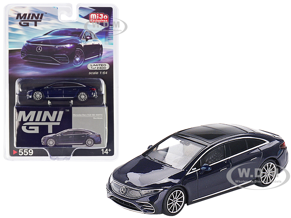 Mercedes-Benz EQS 580 4MATIC Nautical Blue Metallic Limited Edition to 2400 pieces Worldwide 1/64 Diecast Model Car by Mini GT