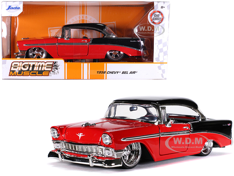 1956 Chevrolet Bel Air Red and Black Bigtime Muscle 1/24 Diecast Model Car by Jada