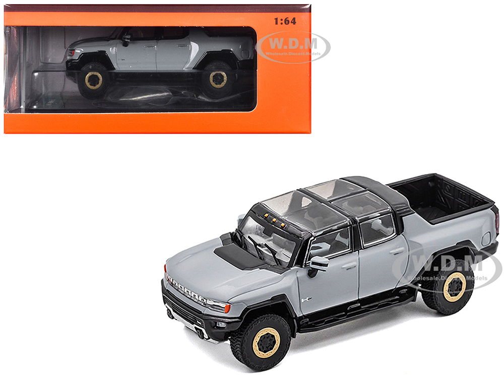 2022 GMC Hummer EV Pickup Truck Gray 1/64 Diecast Model Car by GCD