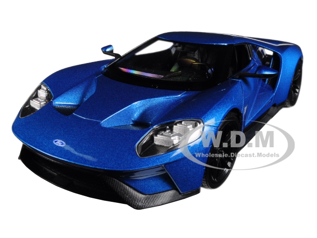 2017 Ford Gt Blue 1/24 - 1/27 Diecast Model Car By Welly