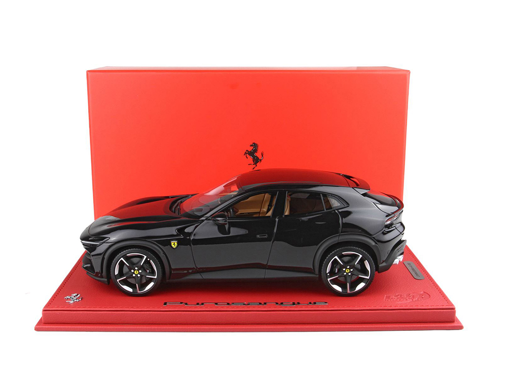 Ferrari Purosangue Nero/Black Metallic with DISPLAY CASE Limited Edition to 80 pieces Worldwide 1/18 Model Car by BBR