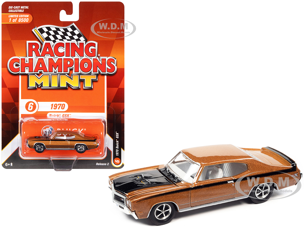 1970 Buick GSX Orange Metallic with Black Stripes and Hood "Racing Champions Mint 2022" Release 2 Limited Edition to 8500 pieces Worldwide 1/64 Dieca