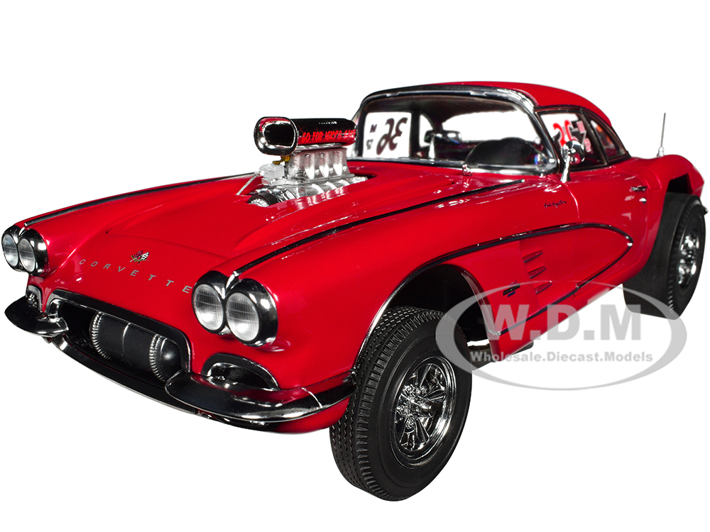 1961 Chevrolet Corvette Gasser #36 Red Original Mazmanian Limited Edition to 354 pieces Worldwide 1/18 Diecast Model Car by ACME