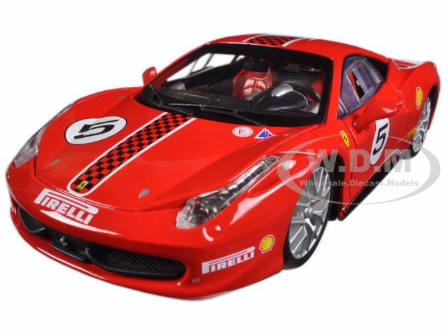 Ferrari 458 Challenge 5 Red 1/24 Diecast Model Car By Bburago