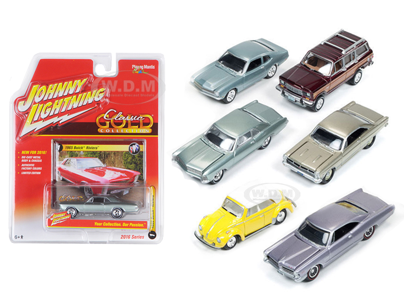Classic Gold Release 1 Set B Set Of 6 Cars 1/64 Diecast Model Cars By Johnny Lightning