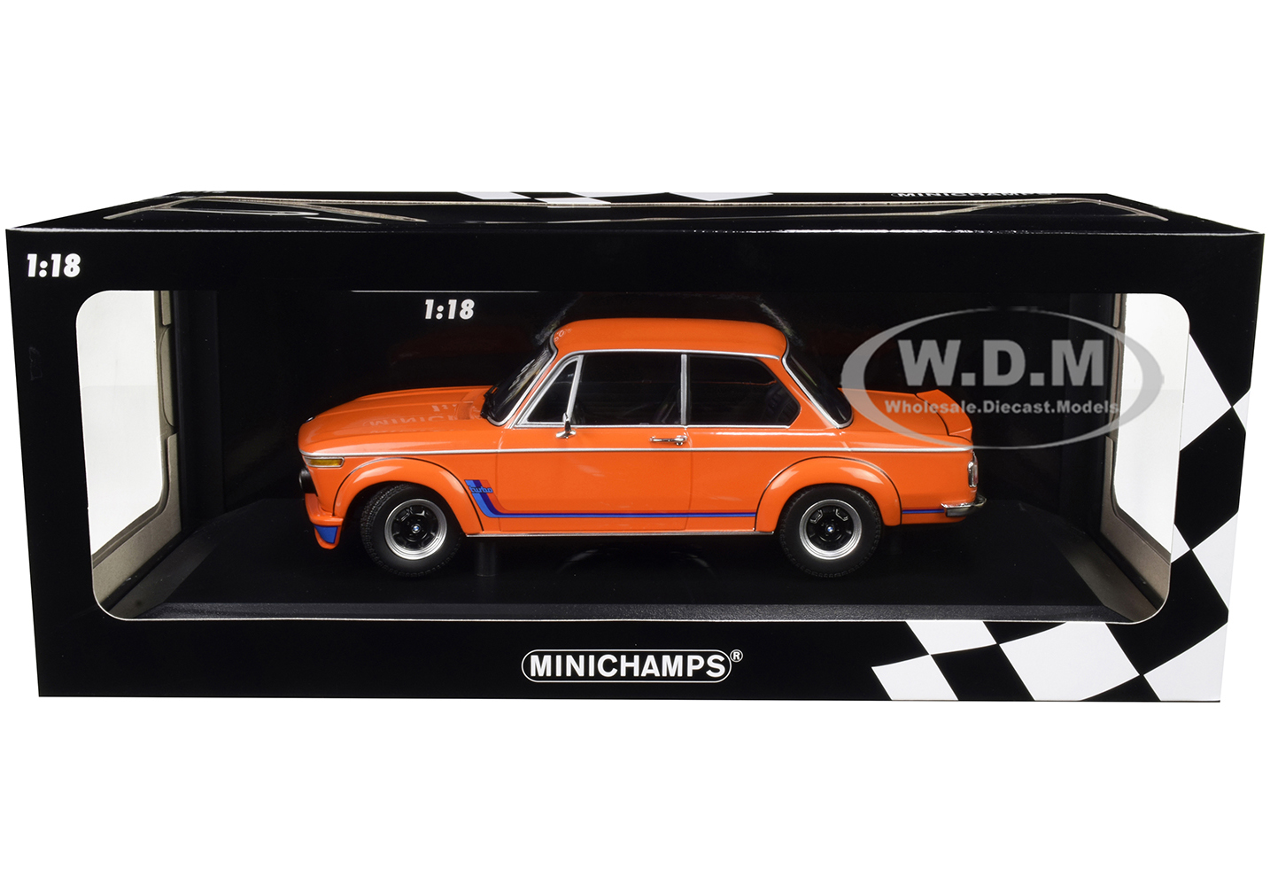 1973 Bmw 2002 Turbo Orange With Stripes Limited Edition To 300 Pieces Worldwide 1/18 Diecast Model Car By Minichamps