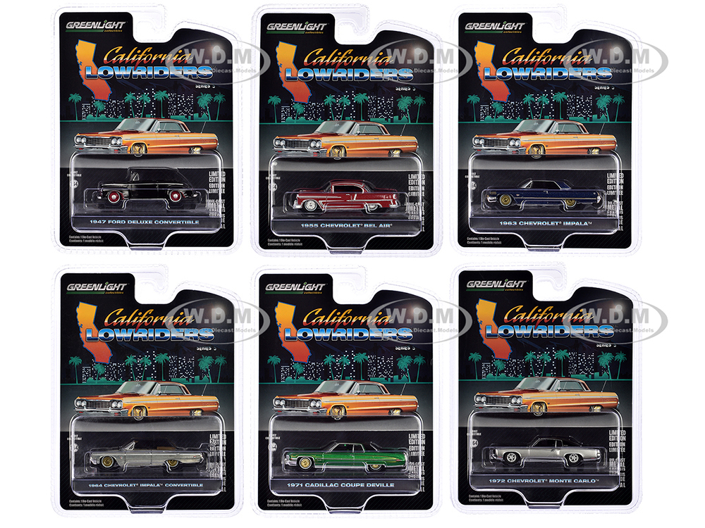 California Lowriders Set of 6 pieces Series 5 1/64 Diecast Model Cars by Greenlight