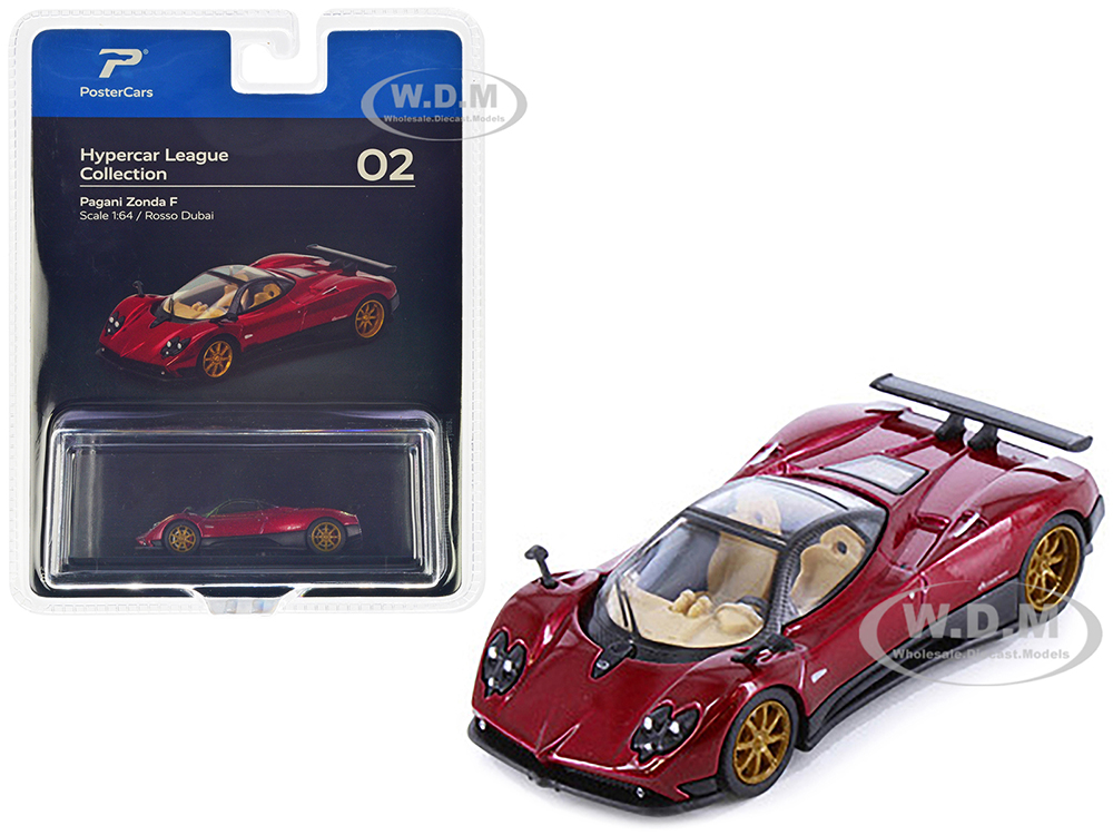 Pagani Zonda F Rosso Dubai Red Metallic Hypercar League Collection 1/64 Diecast Model Car by PosterCars