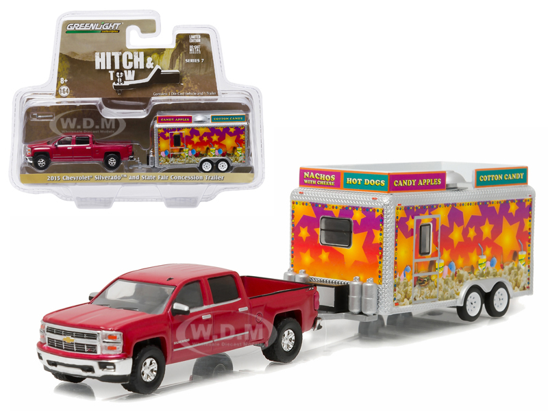 2015 Chevrolet Silverado & State Fair Concession Trailer Hitch & Tow Series 7 1/64 Diecast Car Model By Greenlight
