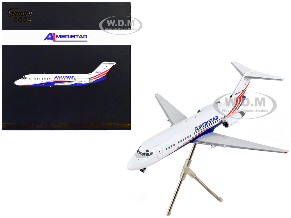 McDonnell Douglas DC-9-15F Commercial Aircraft Ameristar Air Cargo White with Blue and Red Stripes Gemini 200 Series 1/200 Diecast Model Airplane by GeminiJets