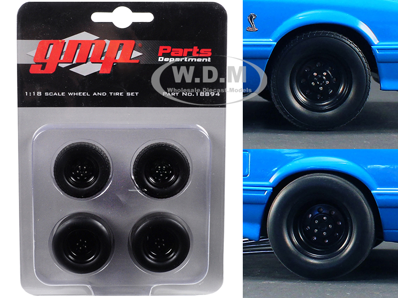 Wheels And Tires Set Of 4 From 1993 Ford Mustang Cobra 1320 Drag Kings "king Snake" 1/18 By Gmp