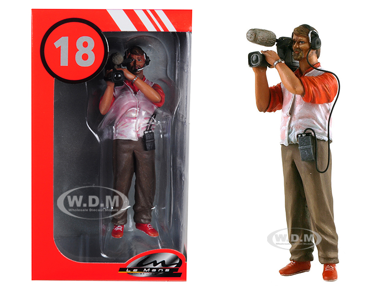 Thierry Cameraman With Video Camera And Headphones Figurine For 1/18 Scale Model Cars By Lemans Miniatures