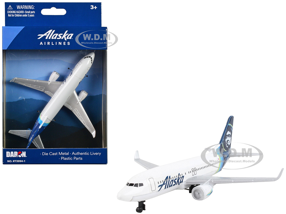 Commercial Aircraft Alaska Airlines White with Blue Tail Diecast Model Airplane by Daron