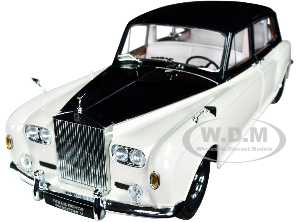 1965 Rolls Royce Phantom V Duotone Ivory White and Masons Black 1/18 Diecast Model Car by Paragon Models