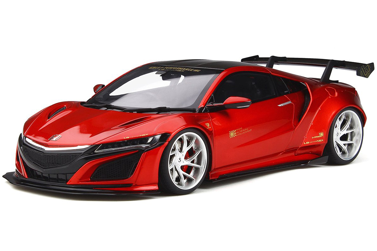 Honda Nsx Lb-works Candy Red With Carbon Top 1/18 Model Car By Gt Spirit