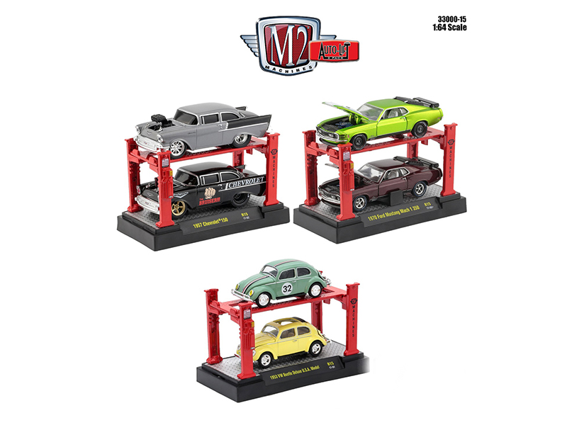 Auto Lift Series 15 6pc Diecast Car Set 1/64 Diecast Model Cars by M2 Machines