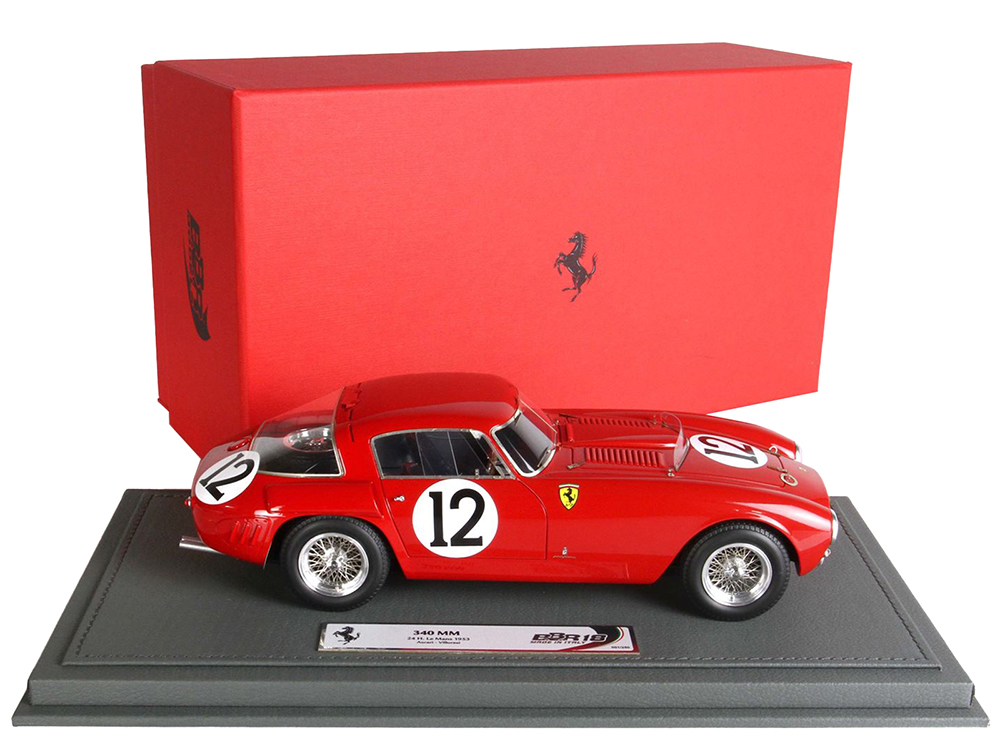 Ferrari 340 MM #12 Alberto Ascari - Luigi Villoresi 24 Hours of Le Mans (1953) with DISPLAY CASE Limited Edition to 250 pieces Worldwide 1/18 Model Car by BBR